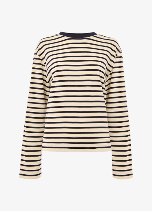 Whistles Longsleeve met streepprint - voorkant 2 creme