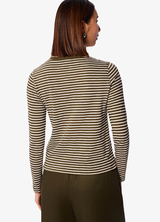 Whistles Longsleeve met streepprint - achterkant 3 khaki