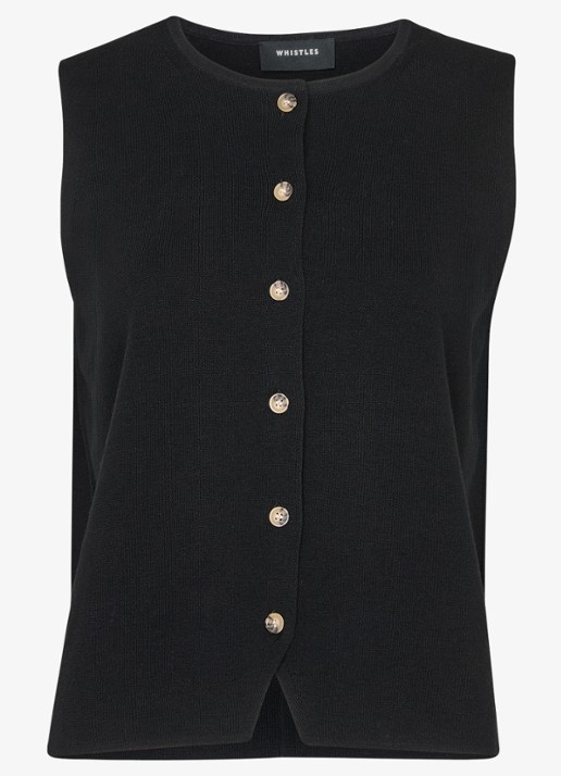 Whistles Lucy fijngebreid gilet met stretch - voorkant 2 zwart