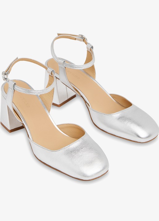 Whistles Matilda slingback van geitenleer - detail zilver