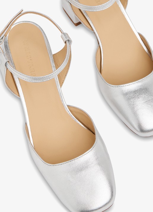 Whistles Matilda slingback van geitenleer - detail 2 zilver