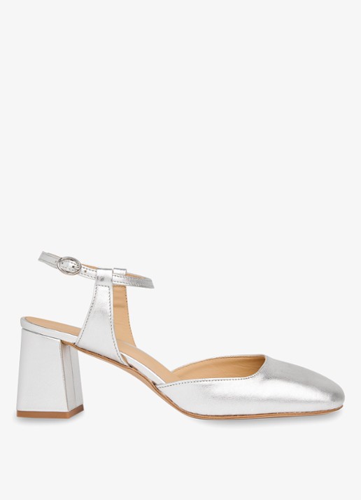 Whistles Matilda slingback van geitenleer - voorkant 3 zilver