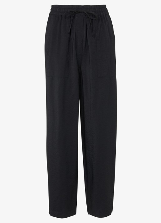 Whistles Mid waist regular fit broek met trekkoord - voorkant 2 zwart