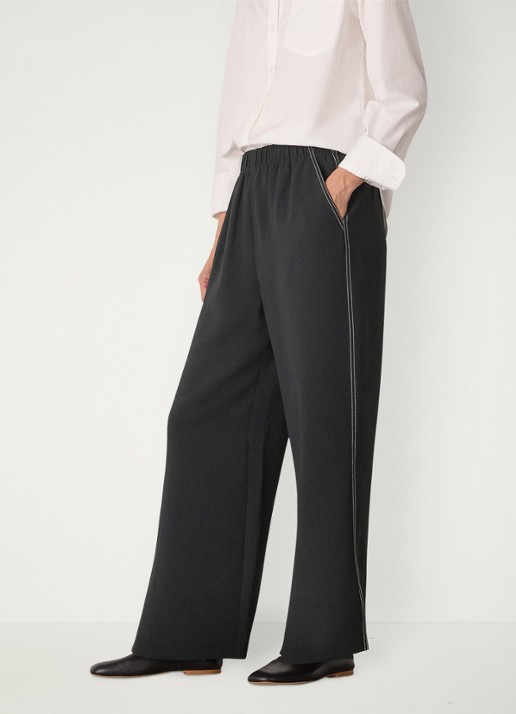 Whistles Mid waist wide fit pantalon met steekzakken