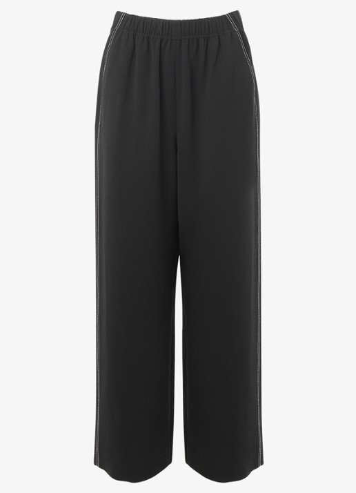 Whistles Mid waist wide fit pantalon met steekzakken - voorkant zwart