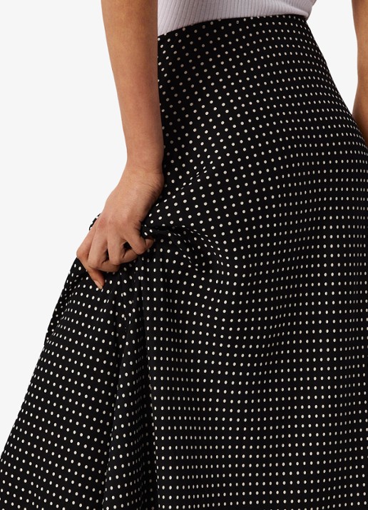 Whistles Midi A-lijn rok met stippenprint - detail 5 zwart