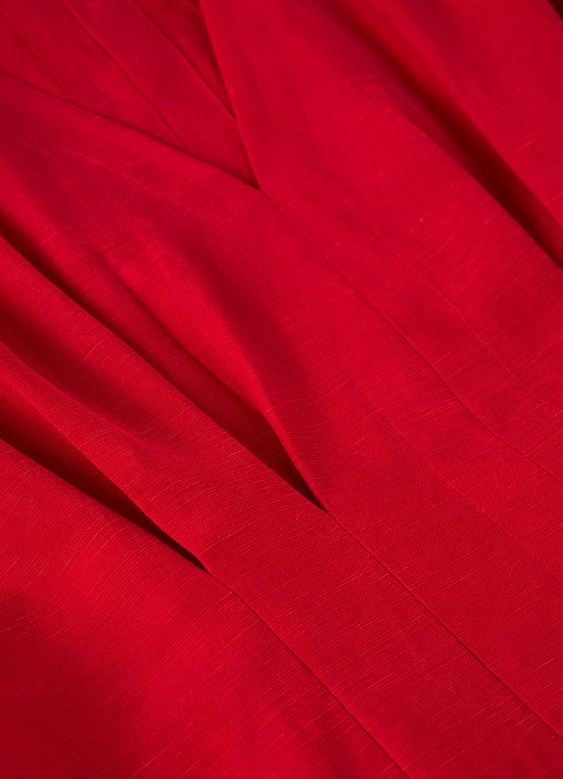 Whistles Midi jurk in linnenblend met plooien - detail 2 steenrood