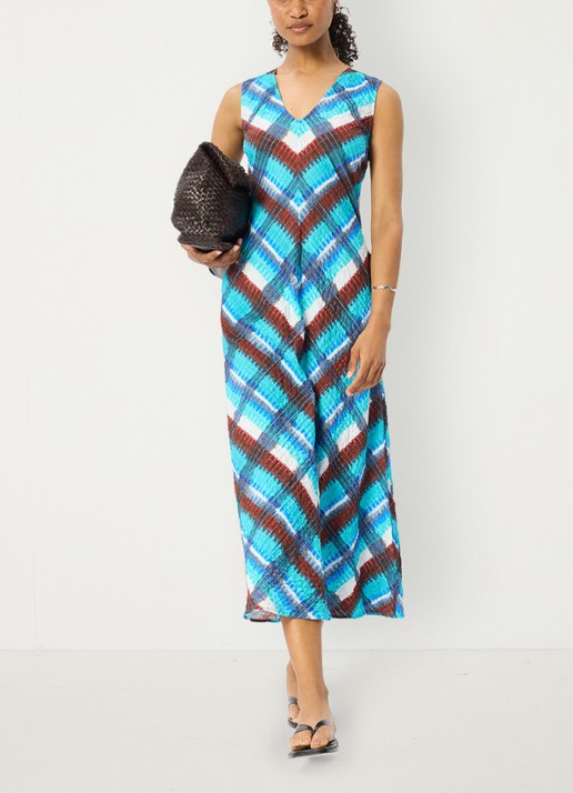 Whistles Midi jurk met grafische print - detail 3 staalblauw