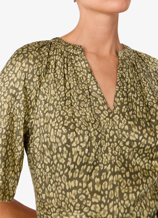 Whistles Midi jurk met luipaardprint - detail 2 legergroen