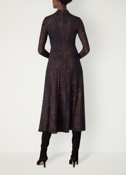 Whistles Midi jurk met opstaande kraag  - achterkant bruin