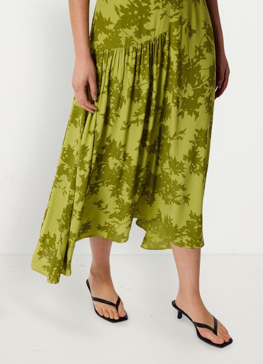 Whistles Midi jurk met print en plooien - detail 5 groen
