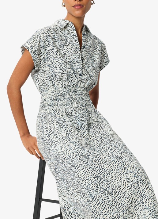 Whistles Midi jurk met print - detail 5 donkerblauw