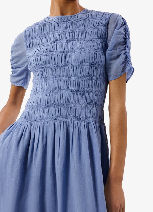 Whistles Midi jurk met smockwerk  - detail 5 lichtblauw