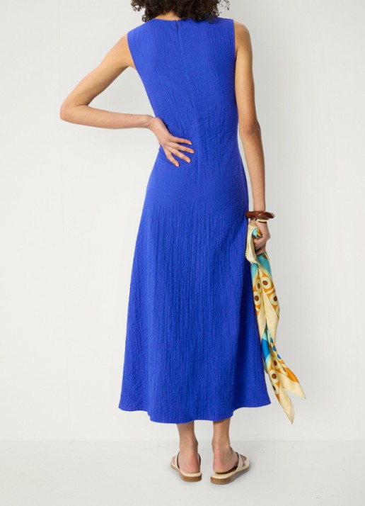 Whistles Midi jurk met V-hals en structuur - achterkant 7 blauw