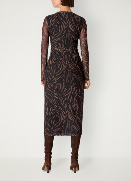Whistles Midi jurk met zebraprint - achterkant zwart
