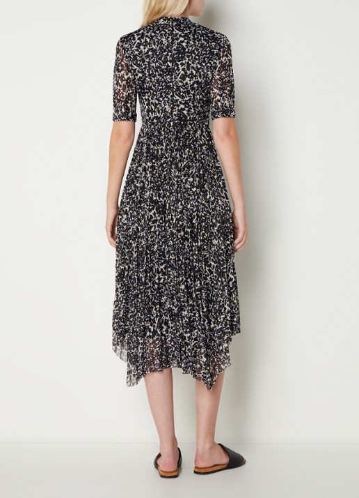 Whistles Midi jurk van mesh met panterprint - achterkant 4 lichtbruin
