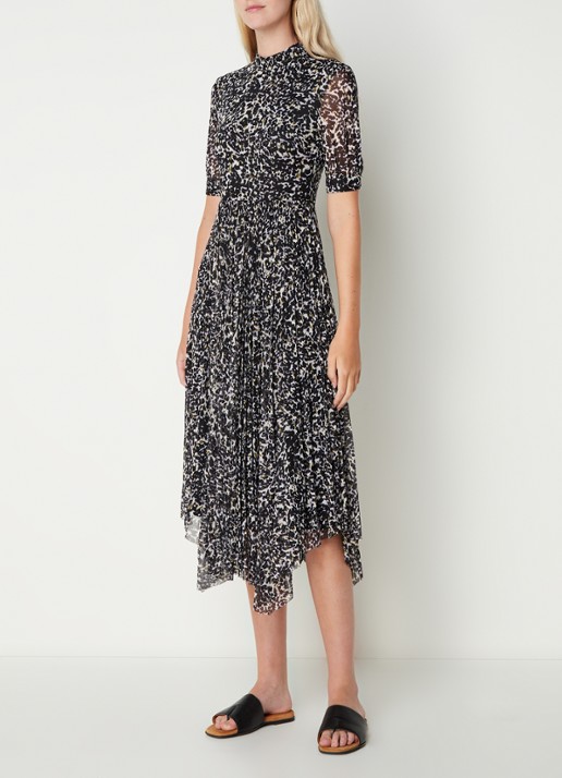 Whistles Midi jurk van mesh met panterprint - detail 3 lichtbruin