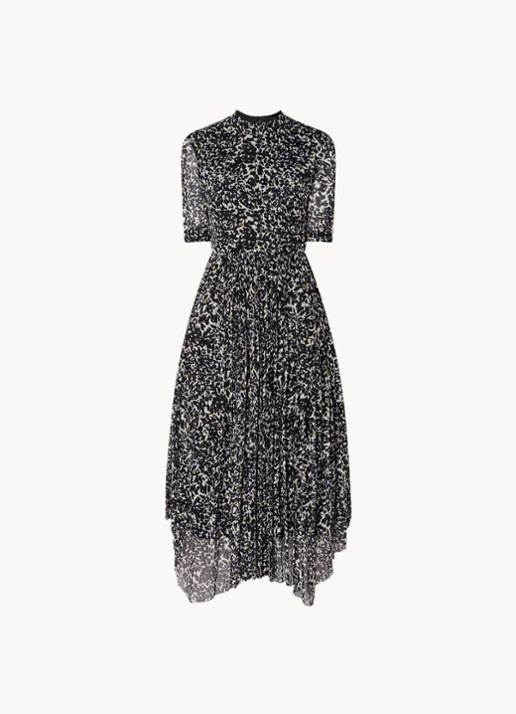 Whistles Midi jurk van mesh met panterprint - voorkant lichtbruin