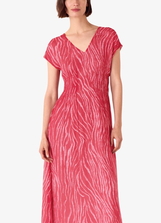 Whistles Midi tuniekjurk met zebraprint  - detail 4 kersenrood