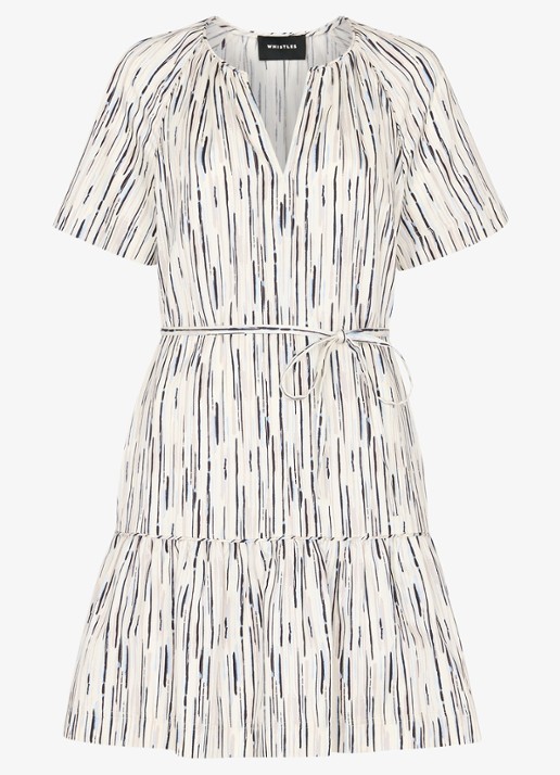 Whistles Mini jurk met print  - voorkant 3 gebroken wit