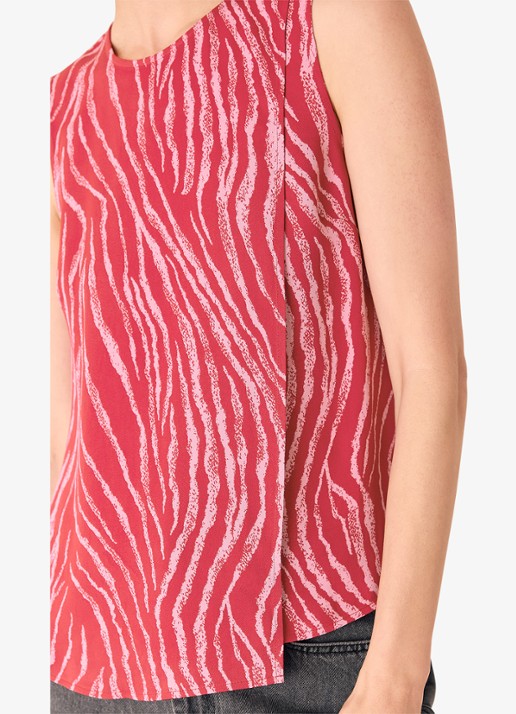 Whistles Mouwloze top met zebraprint - detail 4 kersenrood