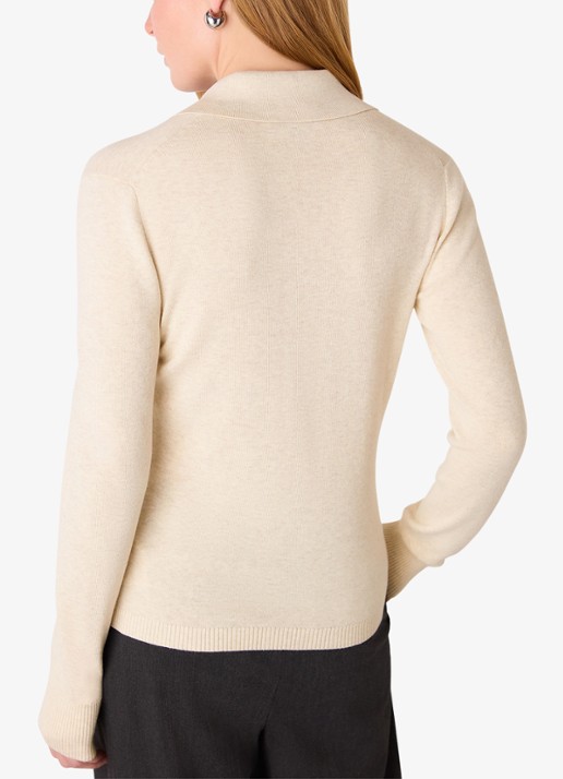 Whistles Phoebe fijngebreid vest met kraag - achterkant 5 beige