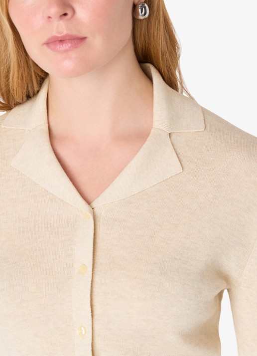 Whistles Phoebe fijngebreid vest met kraag - detail 2 beige