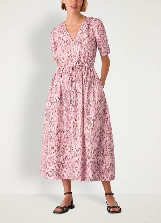 Whistles Pink midi jurk met V-hals
