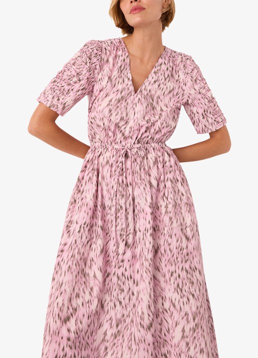Whistles Pink midi jurk met V-hals - detail 3 roze