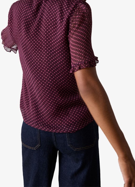 Whistles Polka Dot blouse met ruches - achterkant paars