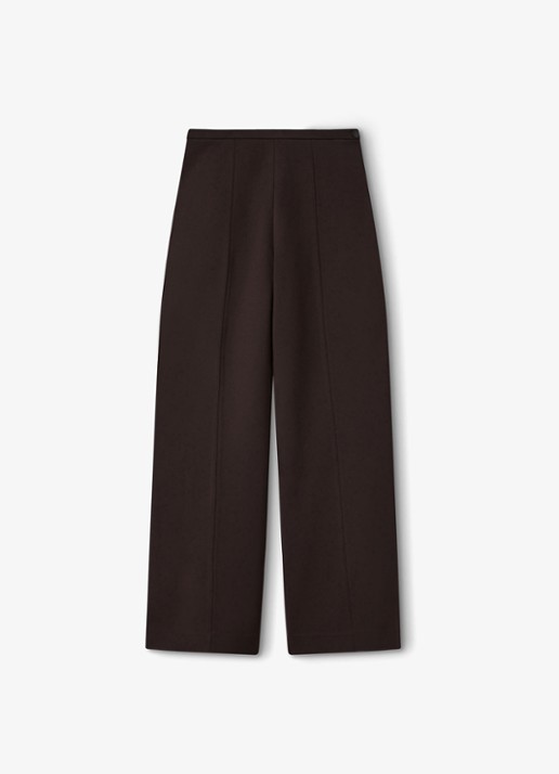 Whistles Ponte high waist wide fit pantalon - voorkant donkerbruin