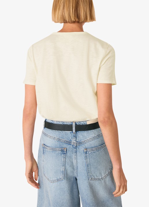 Whistles Posie T-shirt met gemêleerd dessin - achterkant creme