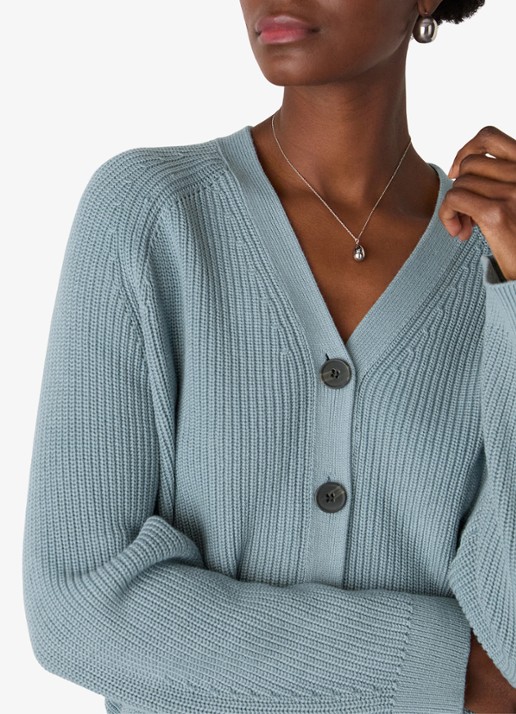 Whistles RIbgebreid vest met V-hals - detail 4 blauw