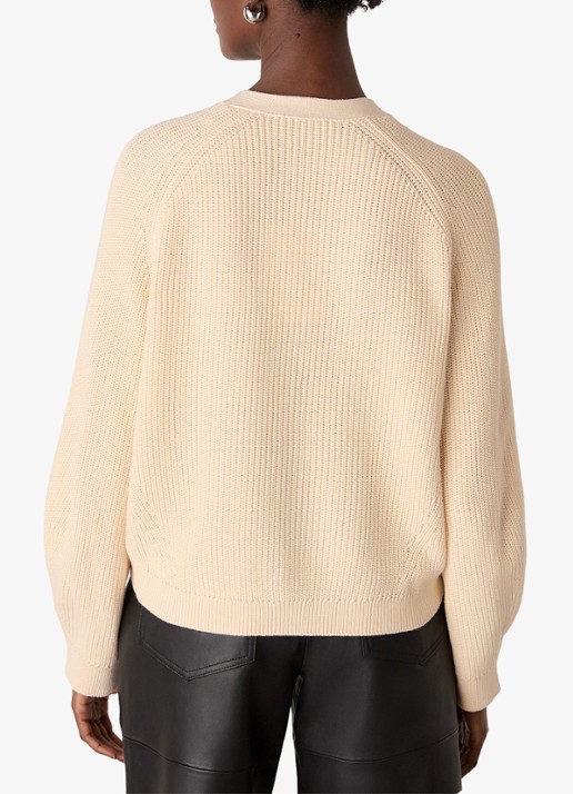 Whistles Ribgebreid vest met V-hals - achterkant 4 beige