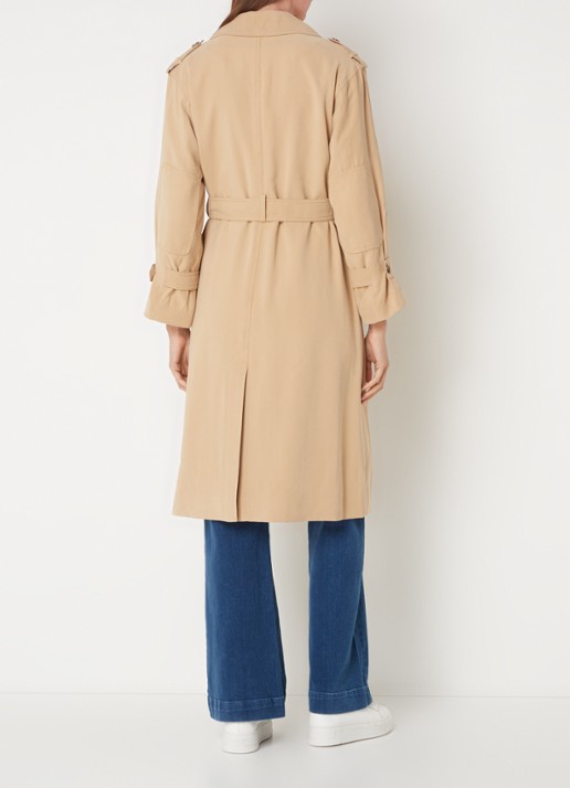 Whistles Riley double-breasted trenchcoat met ceintuur - achterkant beige