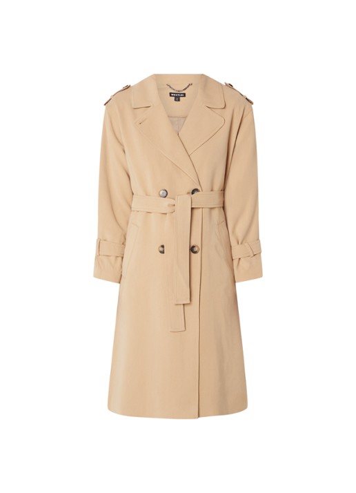 Whistles Riley double-breasted trenchcoat met ceintuur - voorkant 2 beige