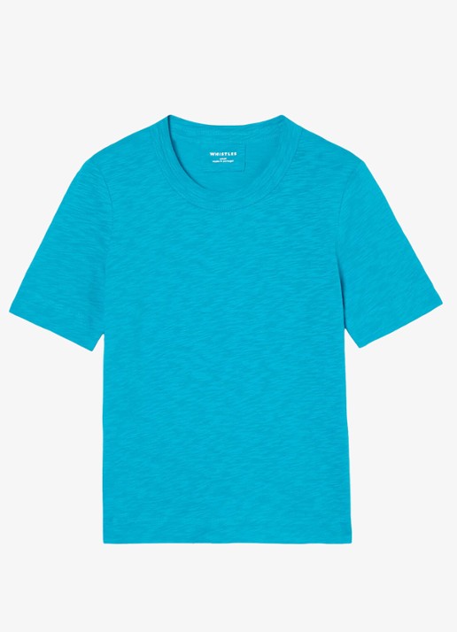 Whistles Rosa T-shirt met gemêleerd dessin - voorkant turquoise