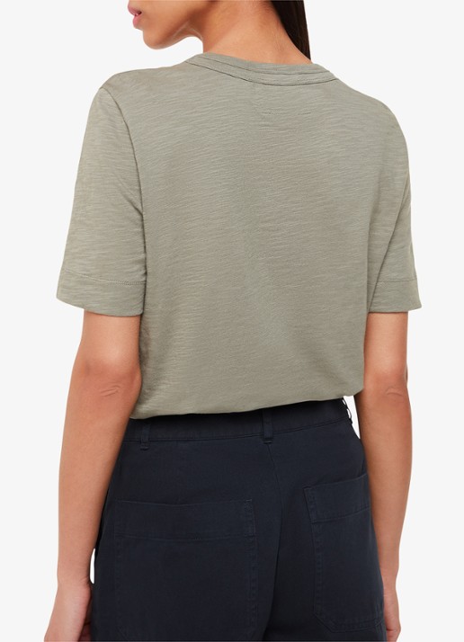 Whistles Rosa T-shirt met gemêleerd dessin - achterkant 4 lindegroen