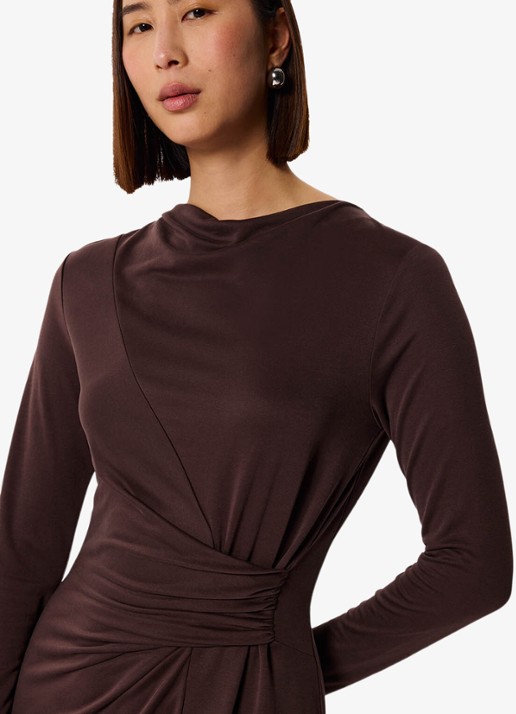Whistles Ruched midi jurk met plooien  - detail 3 bruin