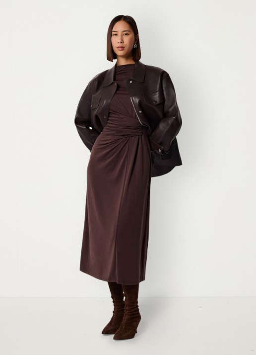 Whistles Ruched midi jurk met plooien  - detail 4 bruin
