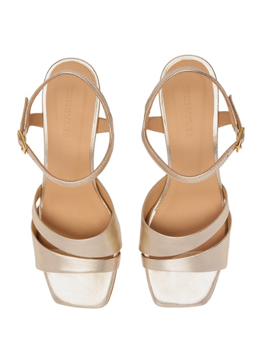 Whistles Sandalette met metallic finish - detail 2 goud