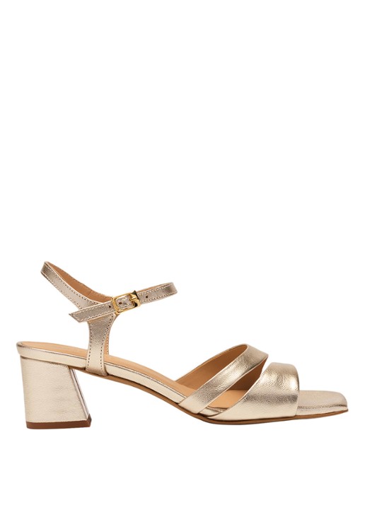 Whistles Sandalette met metallic finish - voorkant 3 goud
