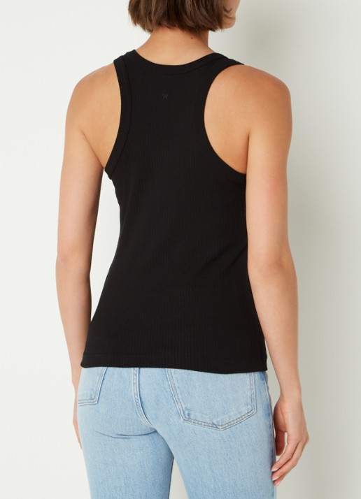 Whistles Scoop tanktop met ribstructuur - achterkant 4 zwart