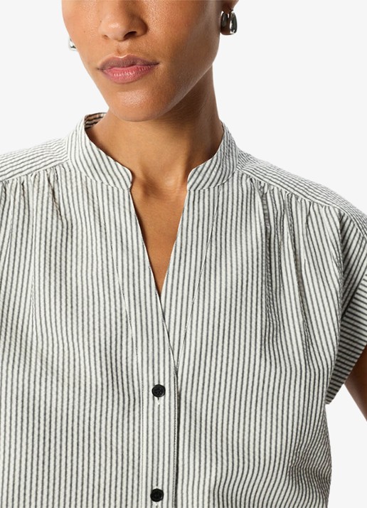 Whistles Seersucker blouse met streepprint - detail 3 gebroken wit