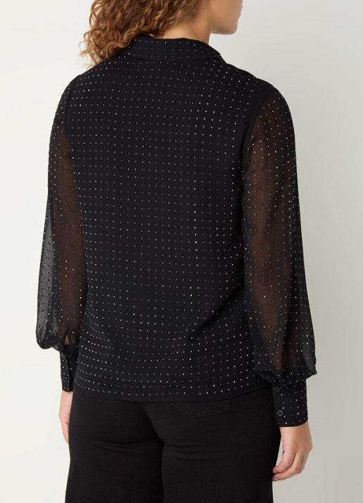 Whistles Semi-transparante blouse met strass - achterkant 3 zwart