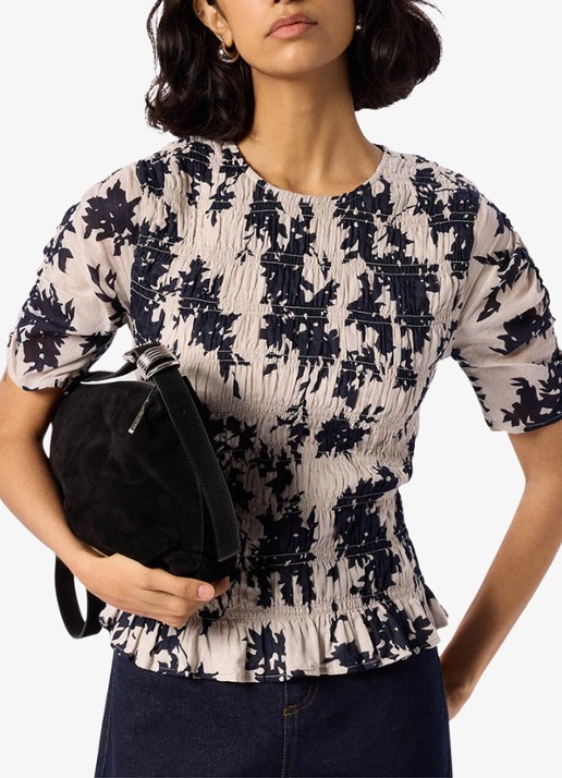 Whistles Shadow Floral blouse met bloemenprint en smockwerk