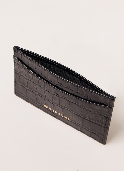 Whistles Shiny Cros creditcardetui van leer - detail 2 zwart