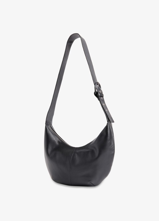 Whistles Sia crossbodytas van leer met verstelbare schouderriem - detail 2 zwart