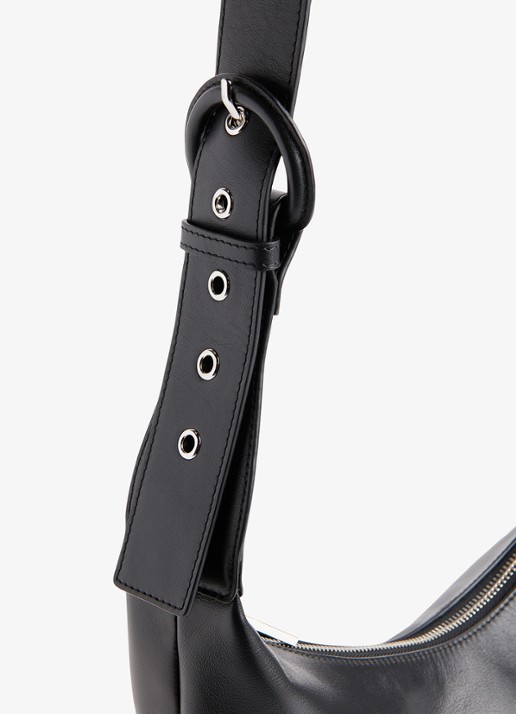 Whistles Sia crossbodytas van leer met verstelbare schouderriem - detail 3 zwart