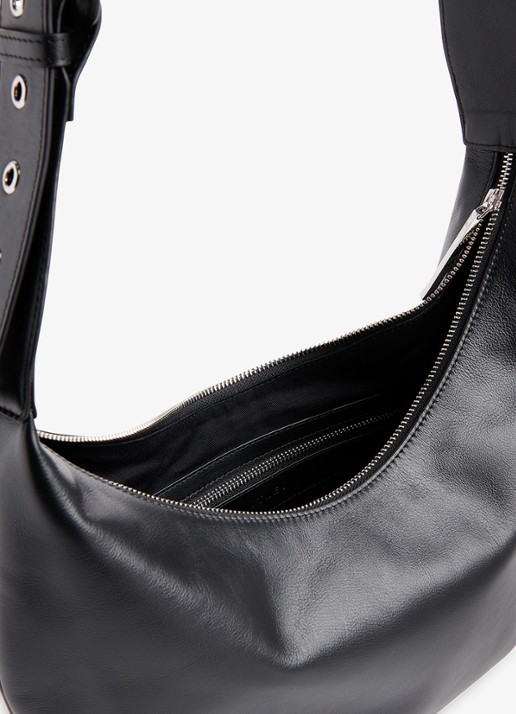 Whistles Sia crossbodytas van leer met verstelbare schouderriem - detail 4 zwart